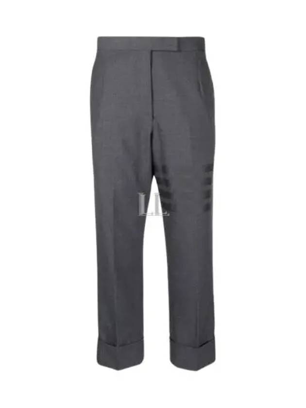 4 Bar Classic Backstrap Wool Straight Pants Dark Grey - THOM BROWNE - BALAAN 2