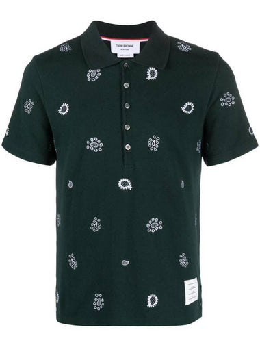 Paisley Print Polo Shirt Green - THOM BROWNE - BALAAN 1