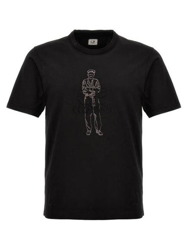 1020 Jersey British Sailor Short Sleeve T-Shirt Black - CP COMPANY - BALAAN 1