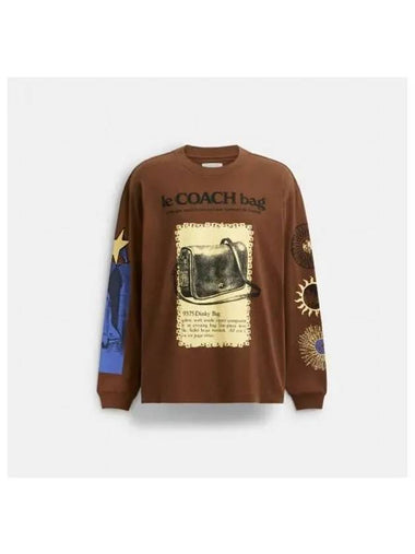 Graphic Long Sleeve T-Shirt Brown - COACH - BALAAN 1