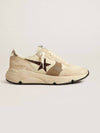 Glitter Star Patch Suede Low Top Sneakers Beige - GOLDEN GOOSE - BALAAN 2