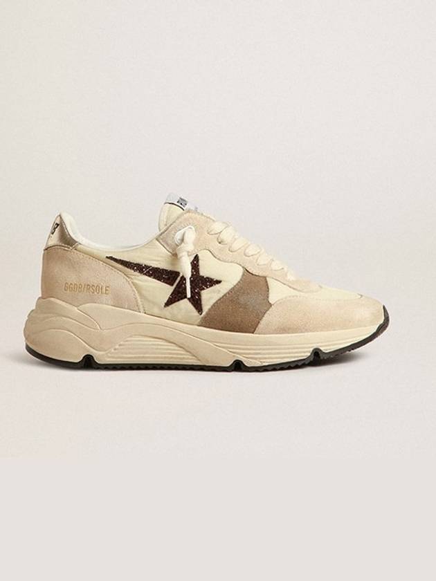 Glitter Star Patch Suede Low Top Sneakers Beige - GOLDEN GOOSE - BALAAN 2