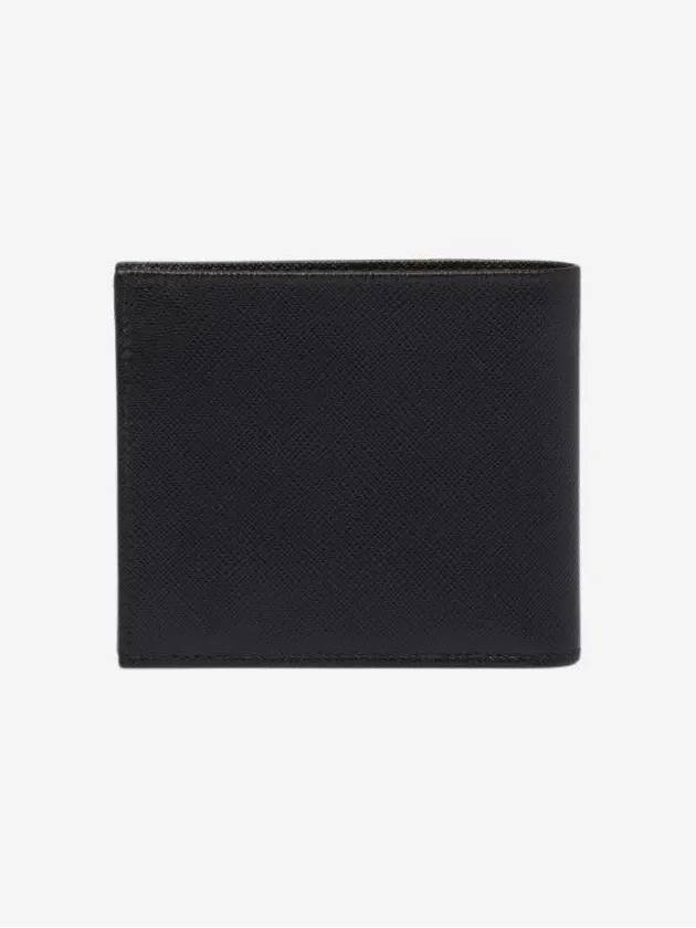 Saffiano Coin Pocket Triagle Logo Leather Wallet Black - PRADA - BALAAN 4