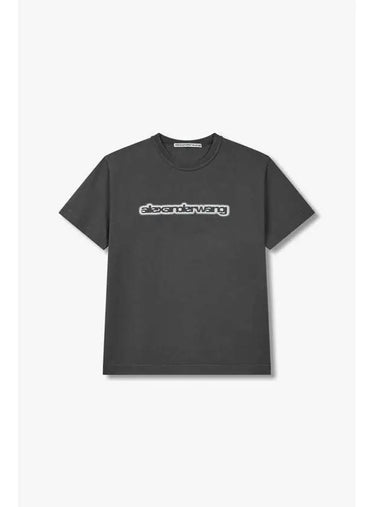 UNISEX Halo Logo Cotton T Shirt Charcoal - ALEXANDER WANG - BALAAN 1