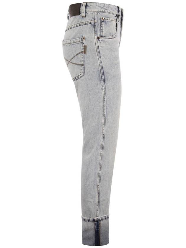 Roll Cuff Mid-Rise Slim Fit Denim Jeans Blue - BRUNELLO CUCINELLI - BALAAN 4