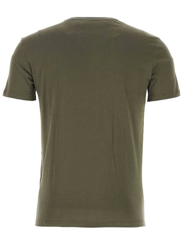 Cotton Crew Neck Short Sleeve T-Shirt Military Green - TOM FORD - BALAAN 3