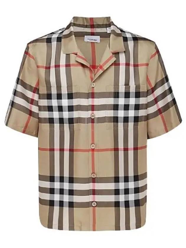 Vintage Check Silk Short Sleeve Shirt Archive Beige - BURBERRY - BALAAN 2