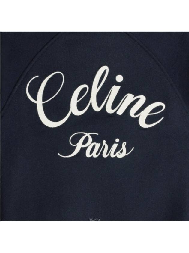 Teddy Double Face Cashmere Hooded Jacket Navy - CELINE - BALAAN 7