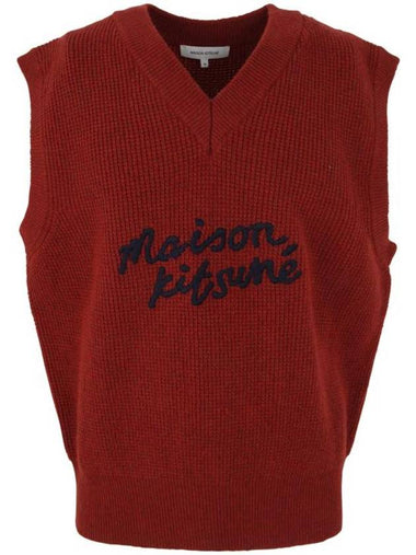 Logo Handwriting Oversize Vest Burnt Red - MAISON KITSUNE - BALAAN 1