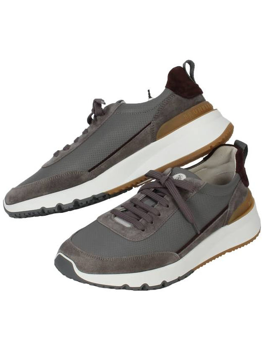 Leather and Suede Sneakers Grey - BRUNELLO CUCINELLI - BALAAN 2