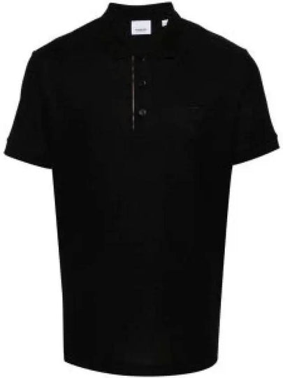 Men's Embroidered Logo Cotton Polo Shirt Black - BURBERRY - BALAAN 2