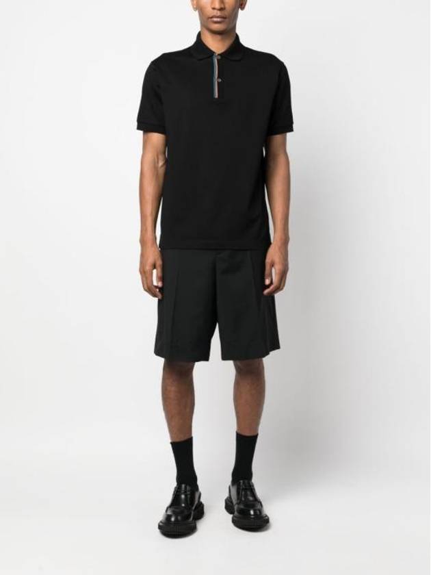 Signature Stripe Trim Polo Shirt Black - PAUL SMITH - BALAAN 4