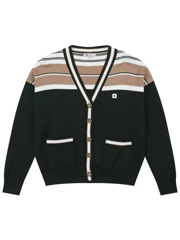 overfit color combination striped cardigan OF2813LABLACK - ONOFF - BALAAN 1