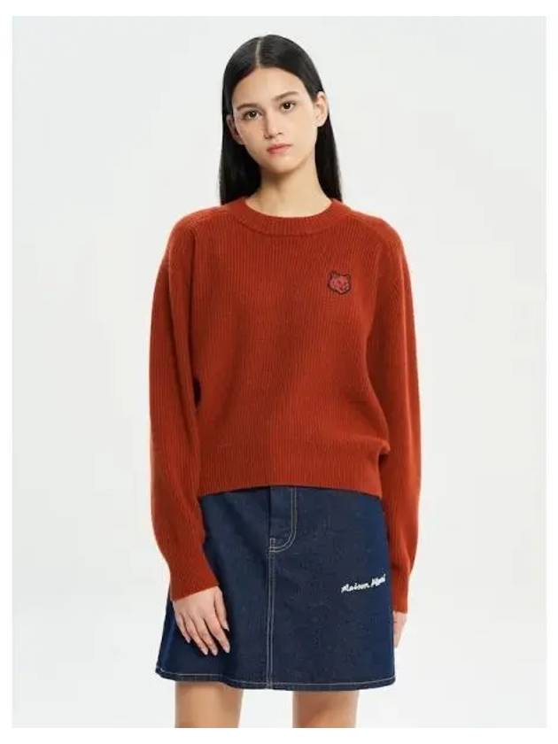 Women s Bold Foxhead Patch Comfort Wrinkled Sweatshirt Jumper Red Domestic Product - MAISON KITSUNE - BALAAN 1