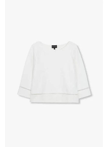 Women s Mesh Line Ribbed Knit Top White - EMPORIO ARMANI - BALAAN 1