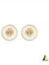 Kira Enamel Circle Stud Earrings White Gold - TORY BURCH - BALAAN 2