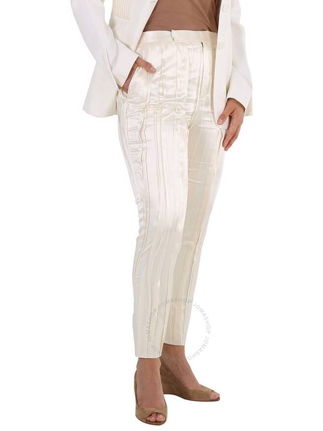 White Crinkle Effect Tailor Straight Pants White - SAINT LAURENT - BALAAN 4