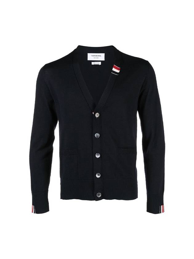 Men's Jersey Stitch V-Neck Cardigan Navy - THOM BROWNE - BALAAN 2