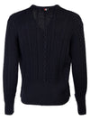 Cable Knitwear Virgin Wool Cardigan Navy - THOM BROWNE - BALAAN 4