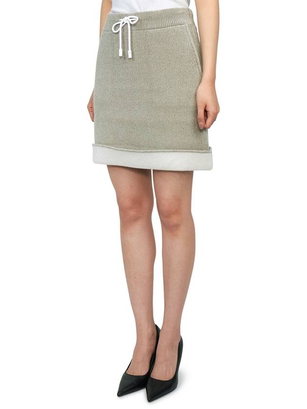 Contrast Hem Chenille Mini A-Line Skirt Beige - JW ANDERSON - BALAAN 5