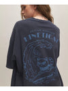 Surfing Cat Pigment Short Sleeve T Shirt Dark Blue - CPGN STUDIO - BALAAN 4