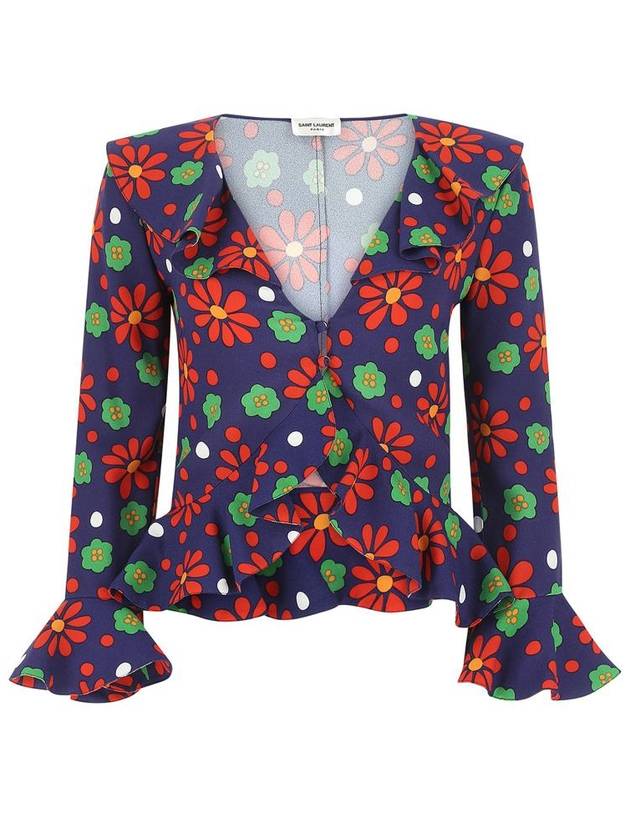 floral ruffle blouse - SAINT LAURENT - BALAAN 2