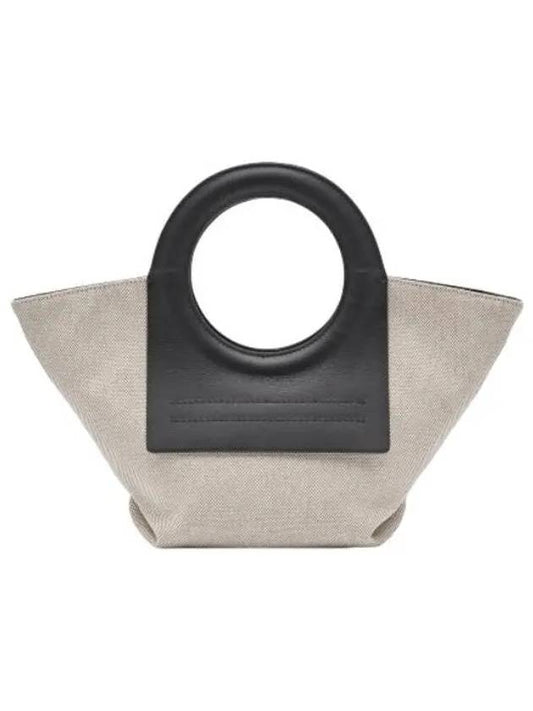 Mini Color Tote Bag Beige Black Handbag - HEREU - BALAAN 1