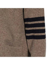 V-Neck 4-Bar Wool Cardigan Brown - THOM BROWNE - BALAAN 5