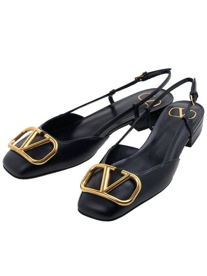 Leather Vlogo Signature Flats Slingback Black - VALENTINO - BALAAN 2