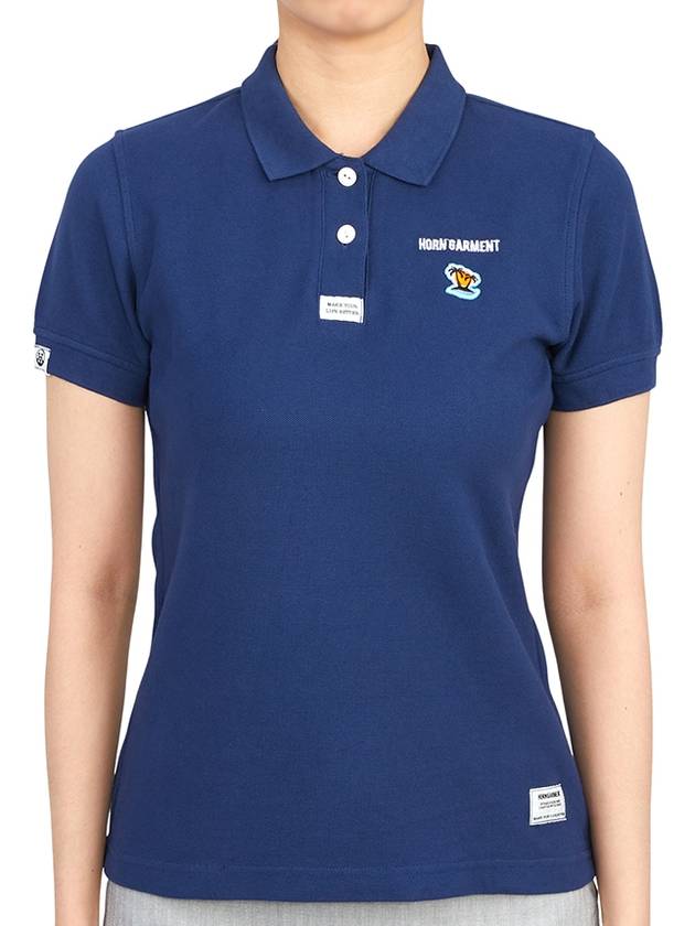 Women’s Icon Short Sleeve PK Shirt Blue - HORN GARMENT - BALAAN 2