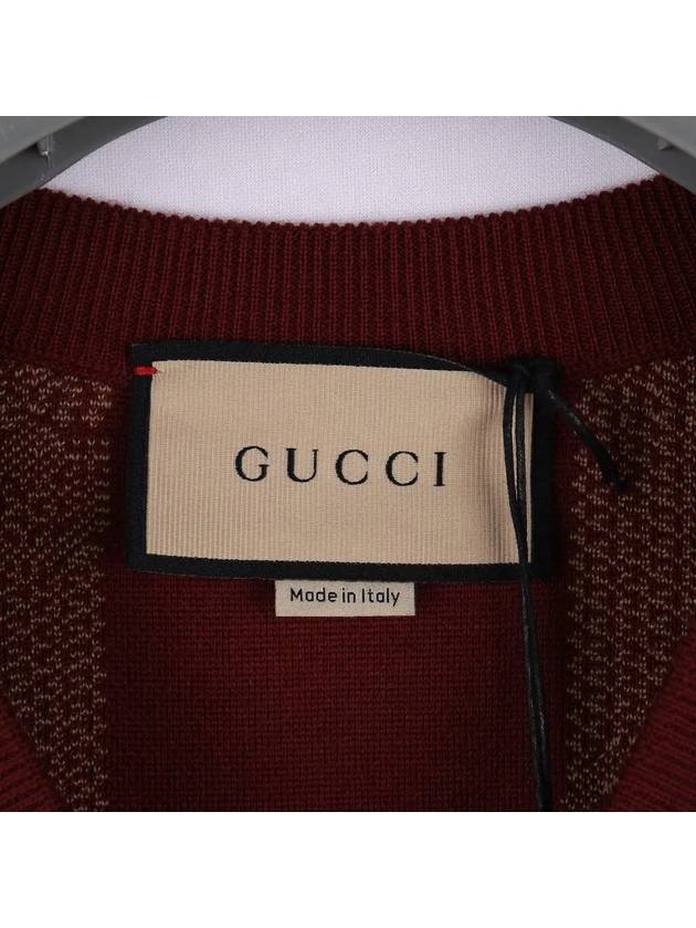 Horsebit V Neck Jacquard Wool Knit Top Red - GUCCI - BALAAN 5