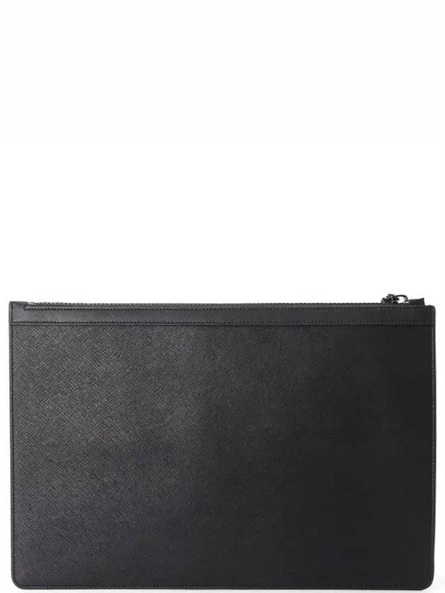 Bollis Large Recycled Leather Clutch Bag Black - BALLY - BALAAN 4