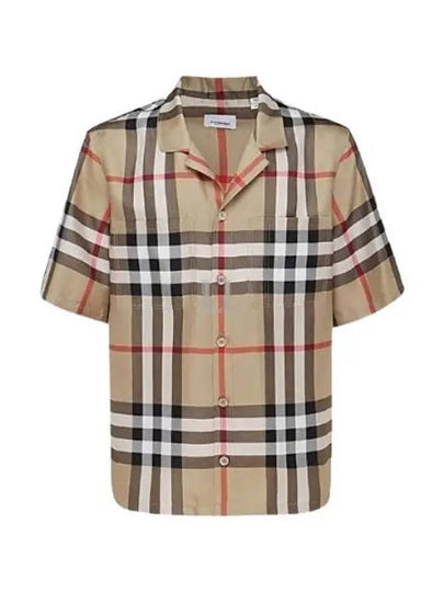 Vintage Check Silk Short Sleeve Shirt Archive Beige - BURBERRY - BALAAN 2