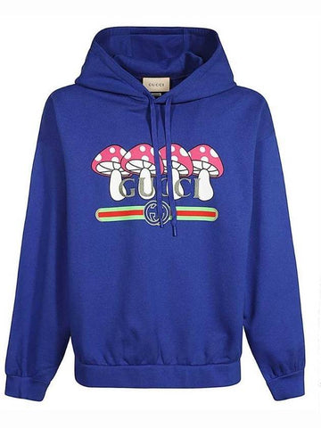 Mushroom Logo Hoodie Blue - GUCCI - BALAAN 1