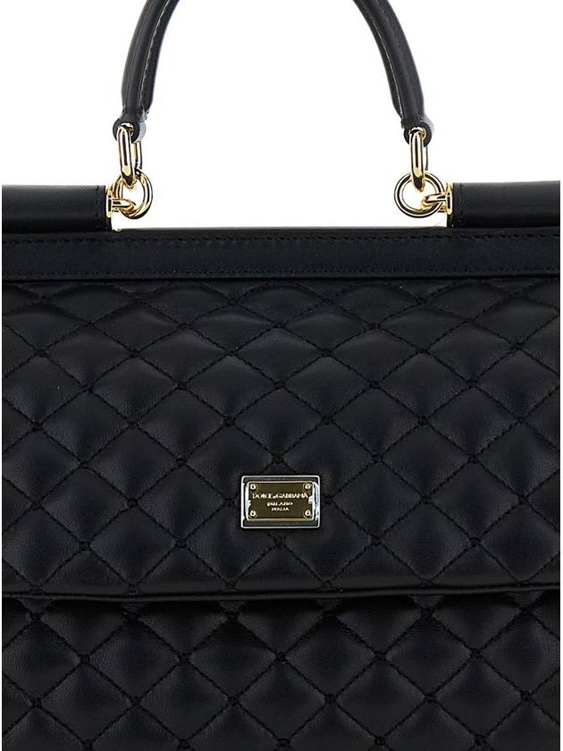 'Sicily Medium' Black Handbag With Logo Plaque In Quilted Leather Woman - DOLCE&GABBANA - BALAAN 3