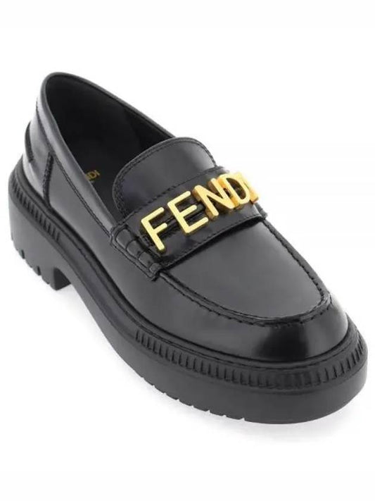 graphy logo leather loafers black - FENDI - BALAAN 2