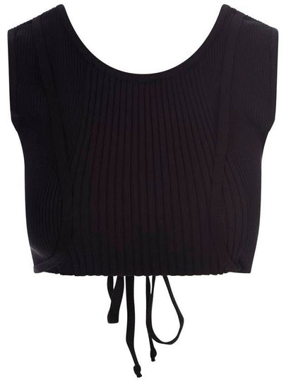 Barrow Black Stretch Crossed Crop Top - CLAIRE BARROW - BALAAN 2