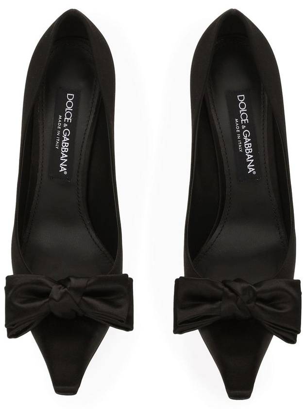 Women s Bow Detail Satin Pumps Heel Black - DOLCE&GABBANA - BALAAN 5