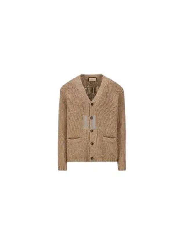 Intarsia Knit Wool Cardigan Camel Ivory - GUCCI - BALAAN 2