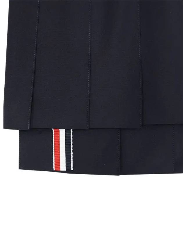 4 Bar Plain Weave Mini Pleated Skirt Navy - THOM BROWNE - BALAAN 9