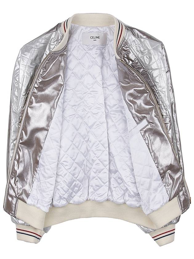 Laminated Silk Kazak Blouson Jacket Silver - CELINE - BALAAN.