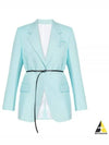 Belted Wool Blazer Jacket Light Blue - BOTTEGA VENETA - BALAAN 2