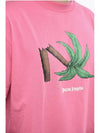 Broken Palm Print Cotton Short Sleeve T-Shirt Pink - PALM ANGELS - BALAAN 4