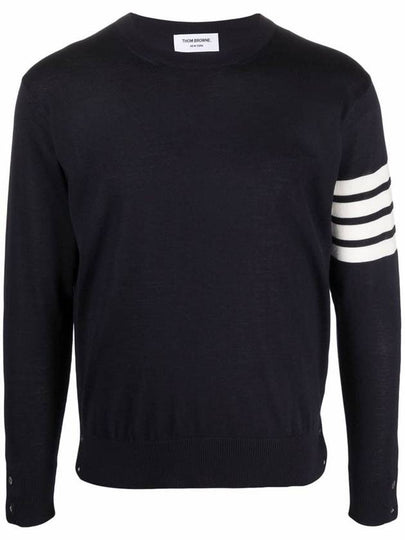 4 Bar Armband Classic Merino Wool Knit Top Navy - THOM BROWNE - BALAAN 2