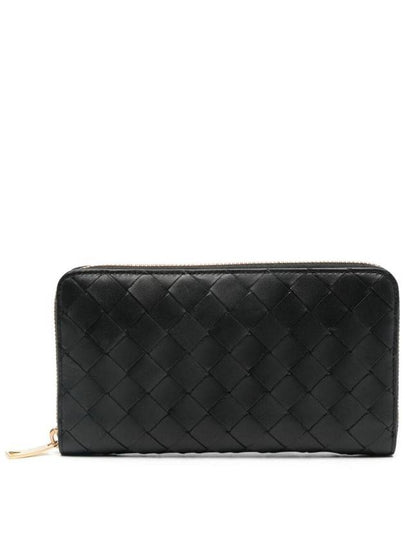 Intrecciato Zipper Around Long Wallet Black - BOTTEGA VENETA - BALAAN 2