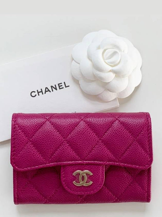 Classic Snap Flap Card Wallet Caviar Pink AP0214 - CHANEL - BALAAN 1