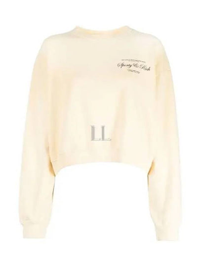 Logo Print Cropped Cotton Sweatshirt Light Yellow - SPORTY & RICH - BALAAN 2