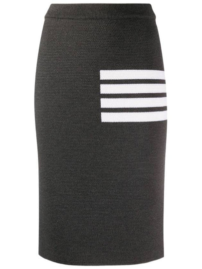 Women's Fine Merino Wool 4 Bar Stitch Pencil Skirt Dark Grey - THOM BROWNE - BALAAN 2