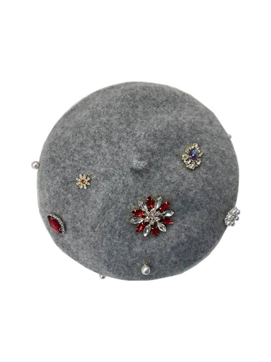 Golf Wear Handmade Jewel Beret Light Gray - J JANE - BALAAN 2