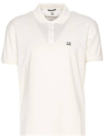 Men's Embroidered Logo Cotton Polo Shirt White - CP COMPANY - BALAAN 2